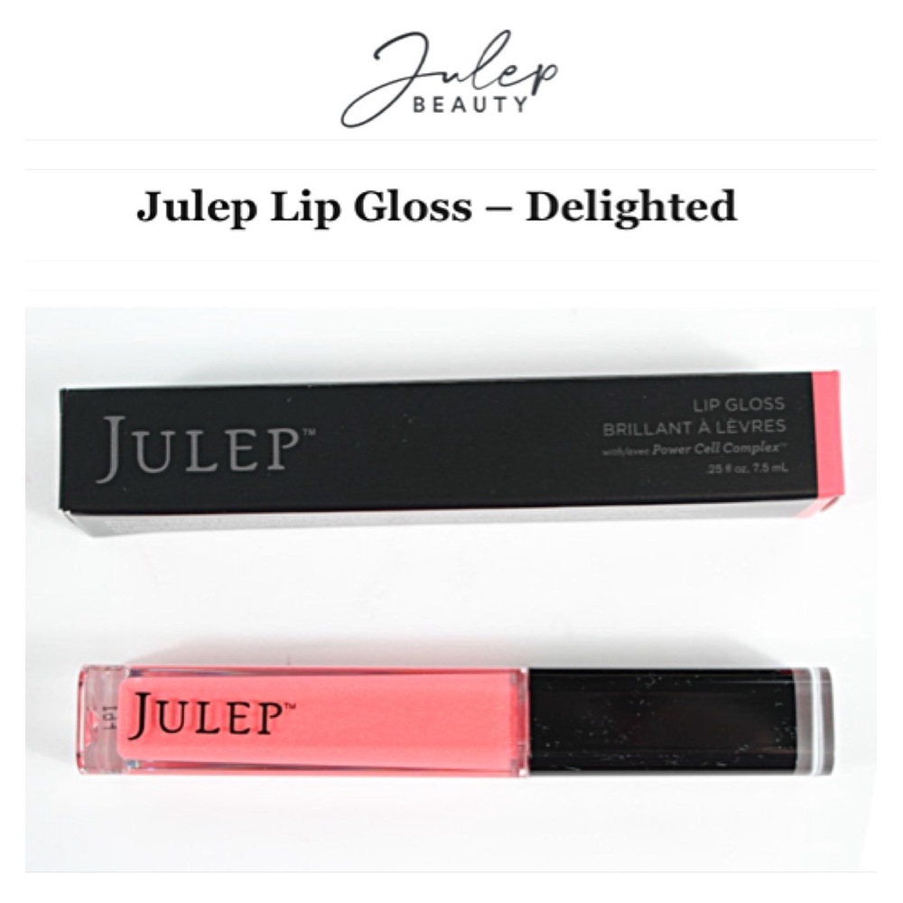NIB JULEP Lip Gloss DELIGHTED Coral Pink Hydrating Shiny Age Defying